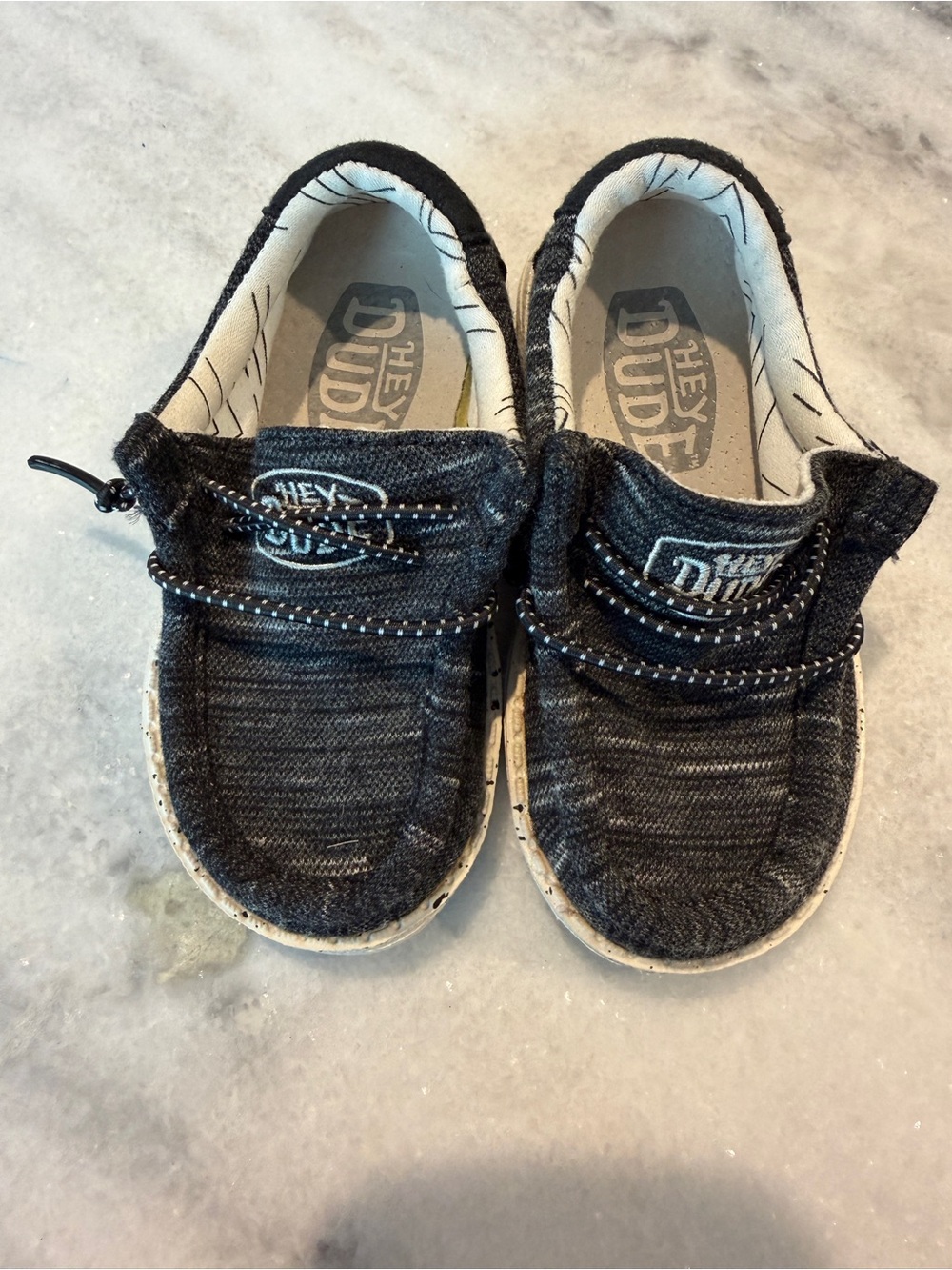 Hey Dude Toddler Kids' Sz 6 Black & Gray Wally Stretch Slip On Shoes
